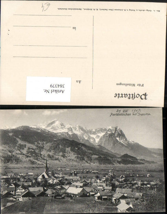 384379.Partenkirchen Totale m. Zugspitze Bergkulisse