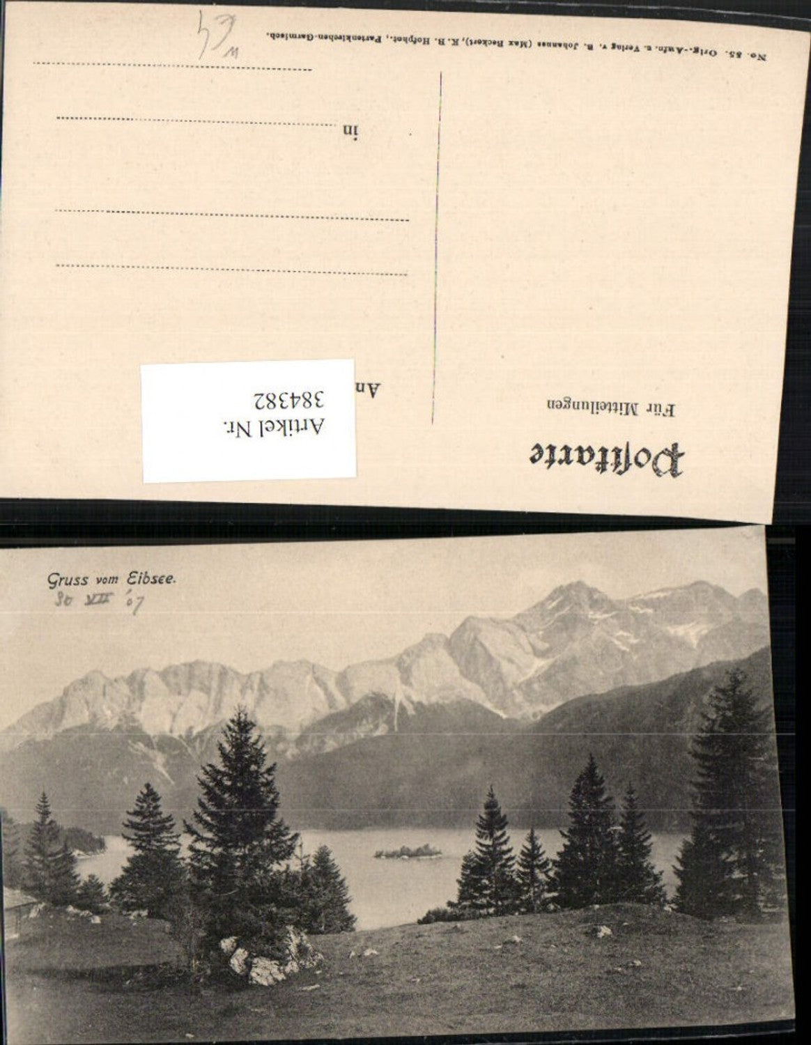 384382.Gruß vom Eibsee See b. Grainau Bergkulisse