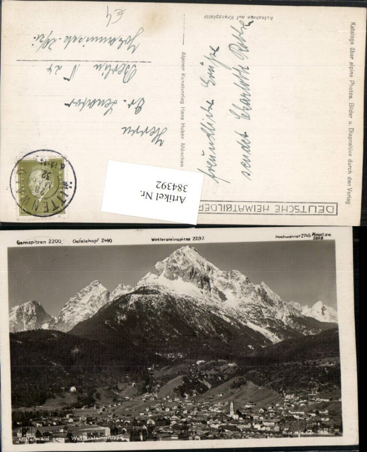 384392.Mittenwald Totale geg. Wettersteingruppe Bergkulisse