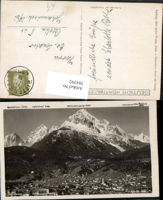 384392.Mittenwald Totale geg. Wettersteingruppe Bergkulisse
