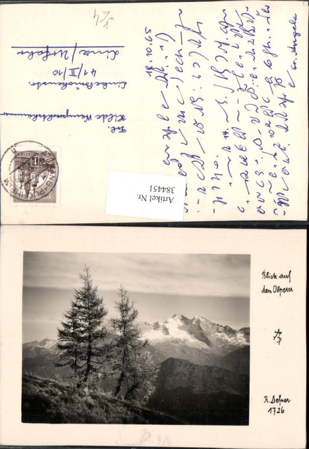 384451. Photographic art Dr. Defner 1726 View of the Olperer near Hintertux Tux mountain scenery