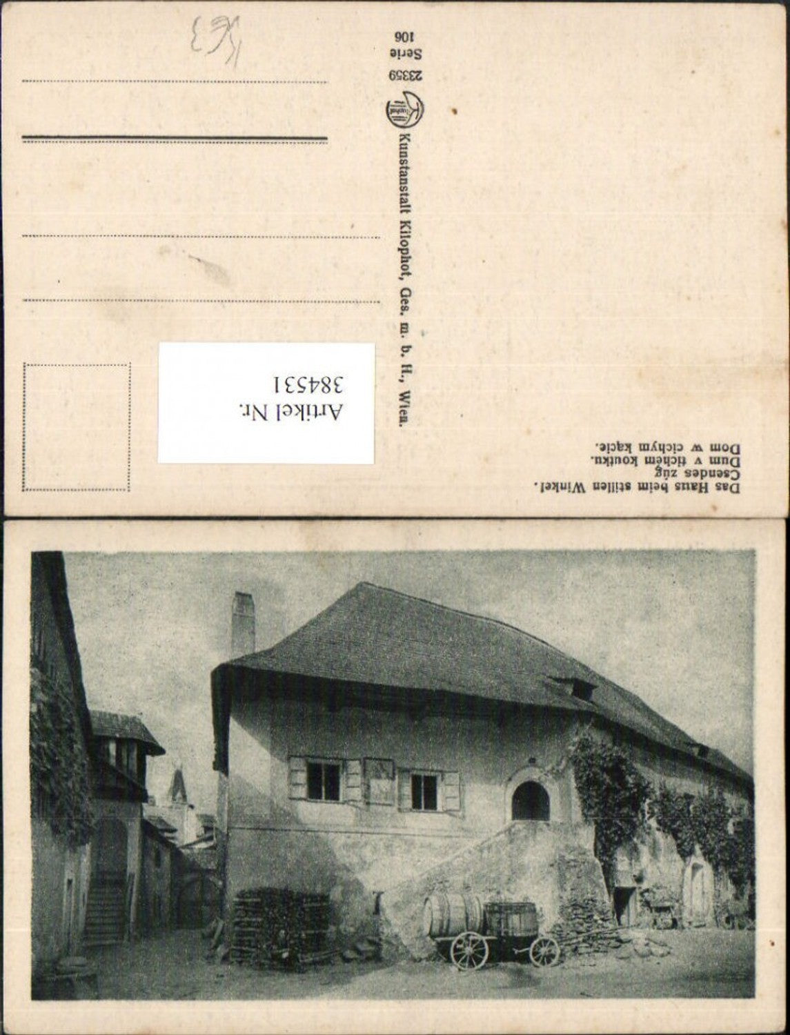384531.Künstler AK Das Haus beim stillen Winkel pub Kilophot 23359