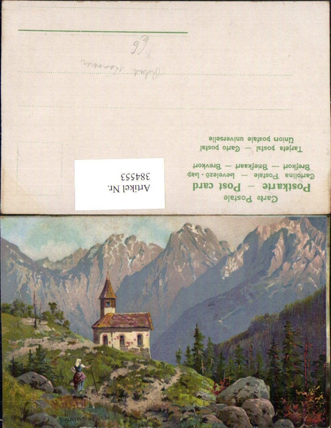 384553.Künstler AK Robert Kämmerer Bergkirche Kirche Bergkulisse