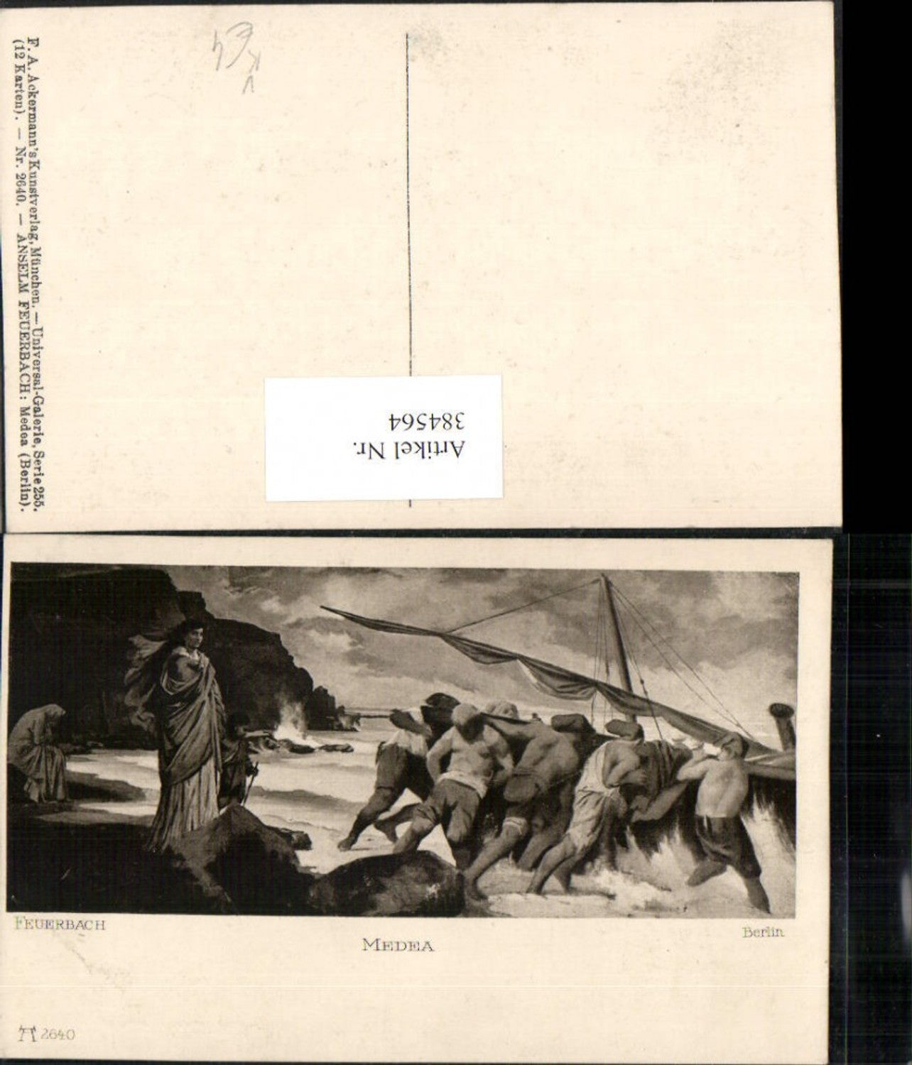 384564.Künstler AK Anselm Feuerbach Medea Küste Segelschiff pub A. Ackermann 2640