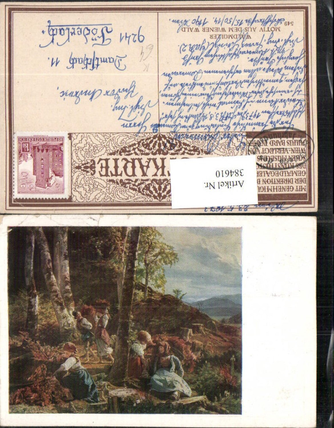 384610.Künstler AK Waldmüller Motiv aus dem Wiener Wald Personen