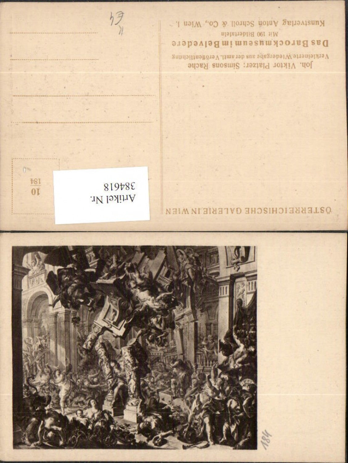384618.Künstler AK Joh. Viktor Platzer Simsons Rache Gebäude Einsturz