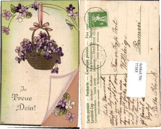 77385,Präge AK In Treue dein Blumen Vergissmeinnicht