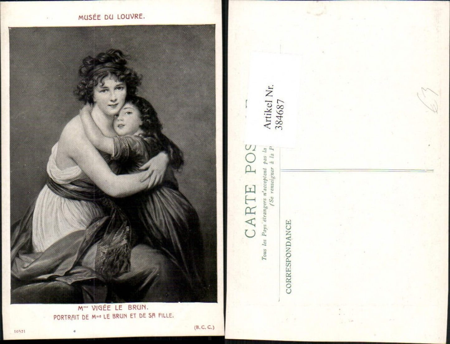 384687,Künstler AK Mme Vigee le Brun Musee Louvre Portrait de mme le Brun et da sa fille
