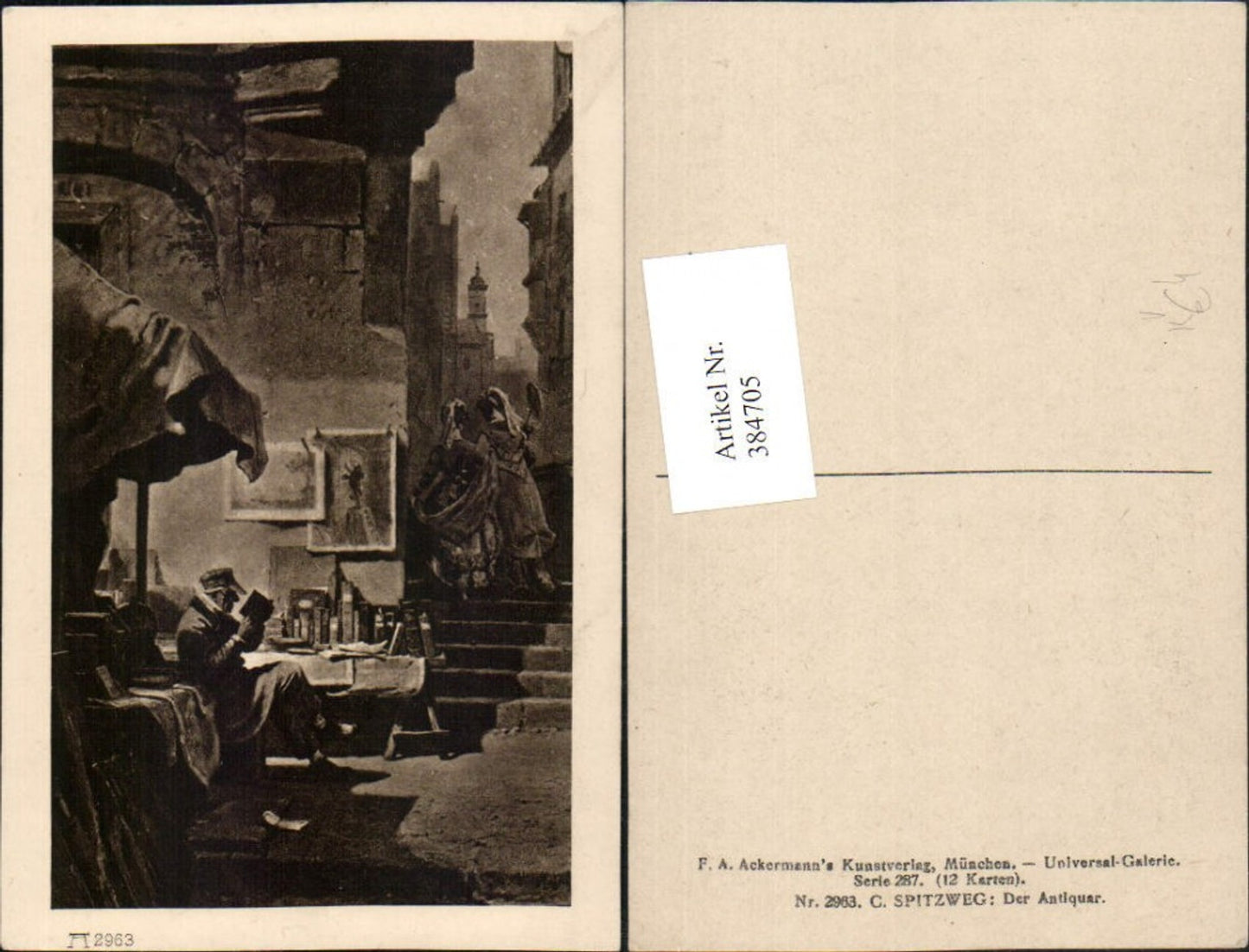 384705,Künstler AK C. Spitzweg Der Antiquar Markt pub A. Ackermann 2963
