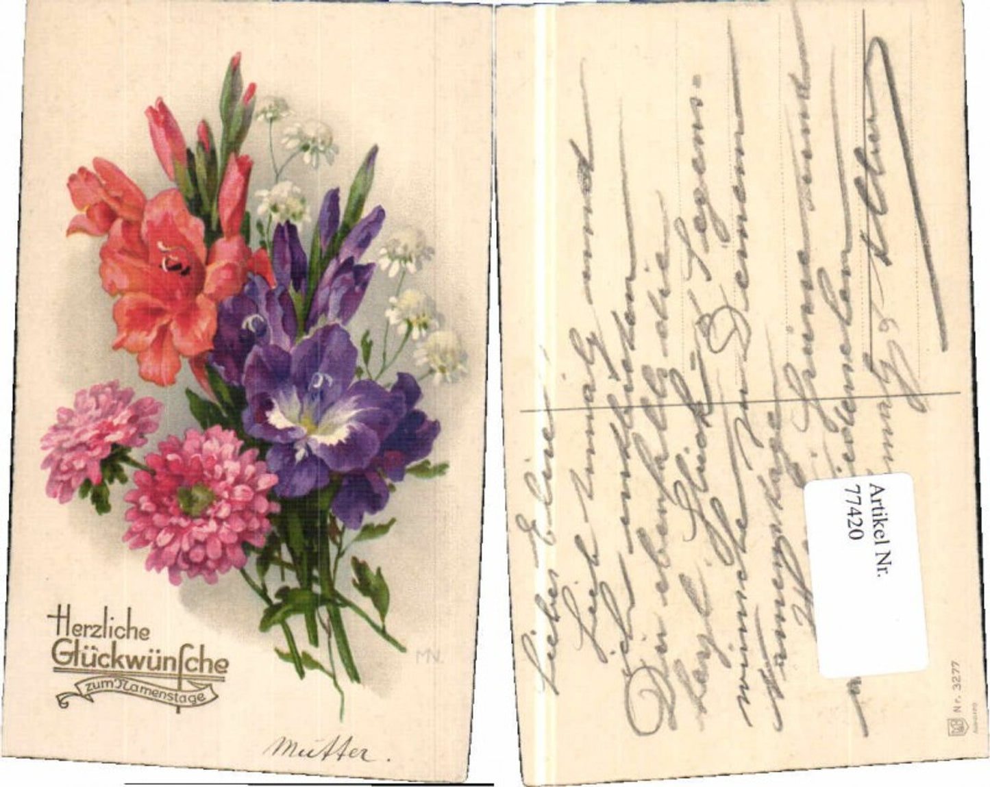 77420,Meissner & Buch 3277 Namenstag Blumen Rosen M.N. sig