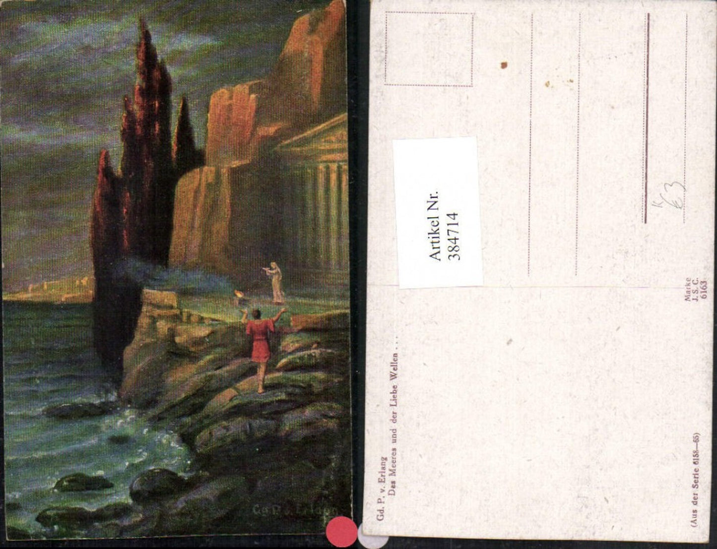 384714, Artist AK Gd. P. v. Erlang The Sea and Love Waves Coast