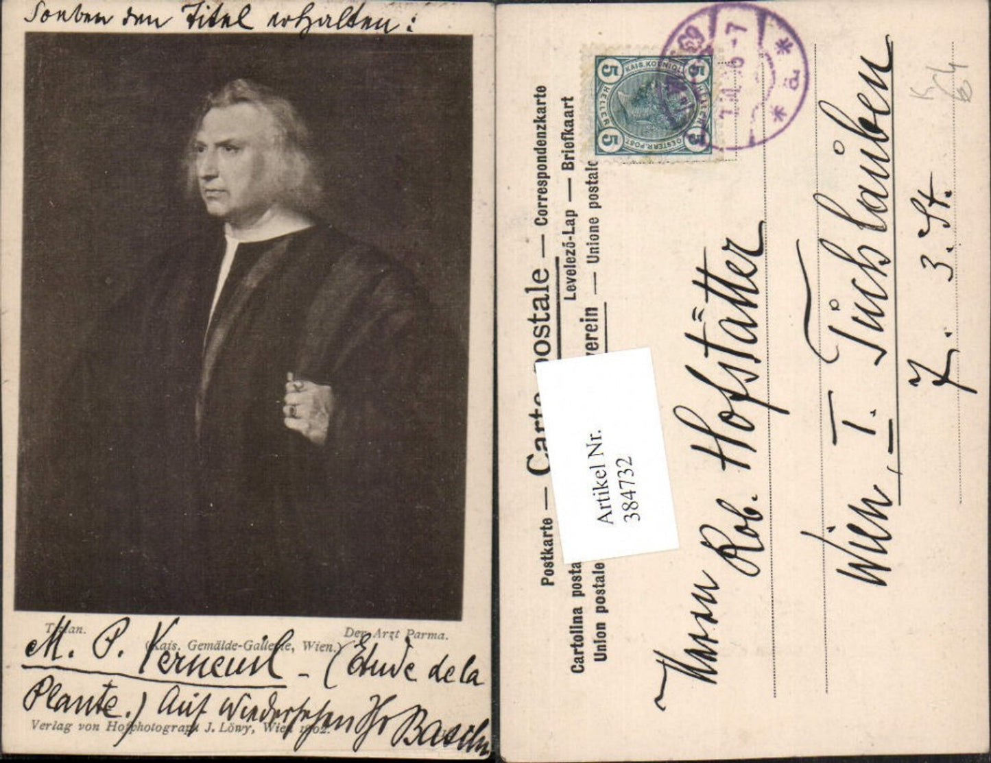 384732,Künstler AK Tizian Der Artz Parma Portrait