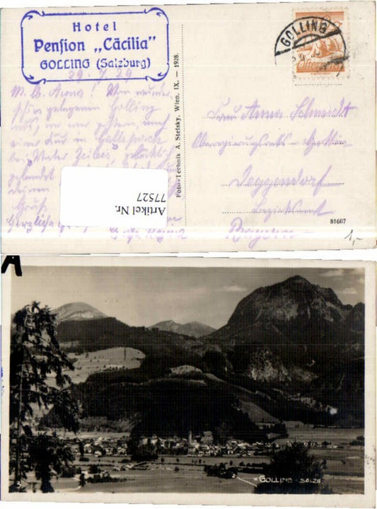 77527,Golling Fotokarte Totale vom Ort 1928