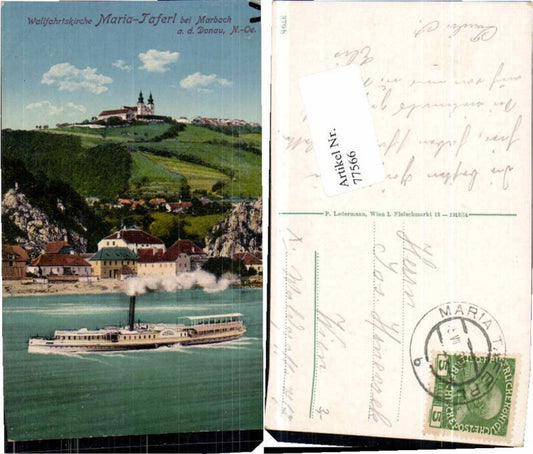 77566,Maria Taferl Marbach m. Dampfer Habsburg COLOR 1914