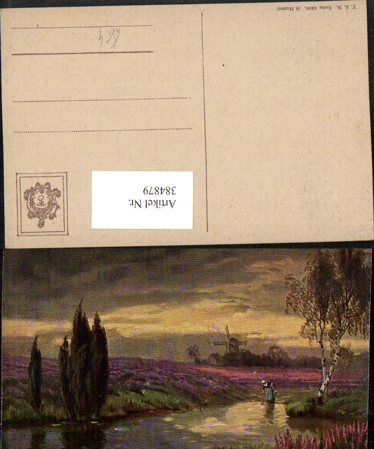 384879,Theo Stroefer 1309 Künstlerkarte Landschaft Windmühle Mühle