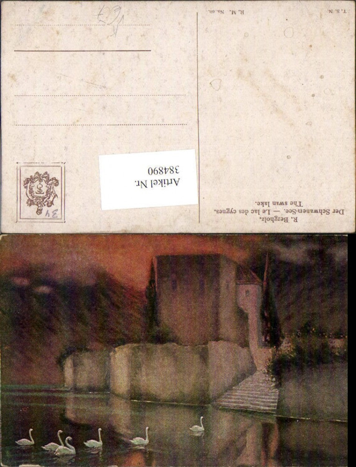 384890,Theo Stroefer 60 Künstler R. Bergholz Der Schwanensee Schwäne Küste Stiege