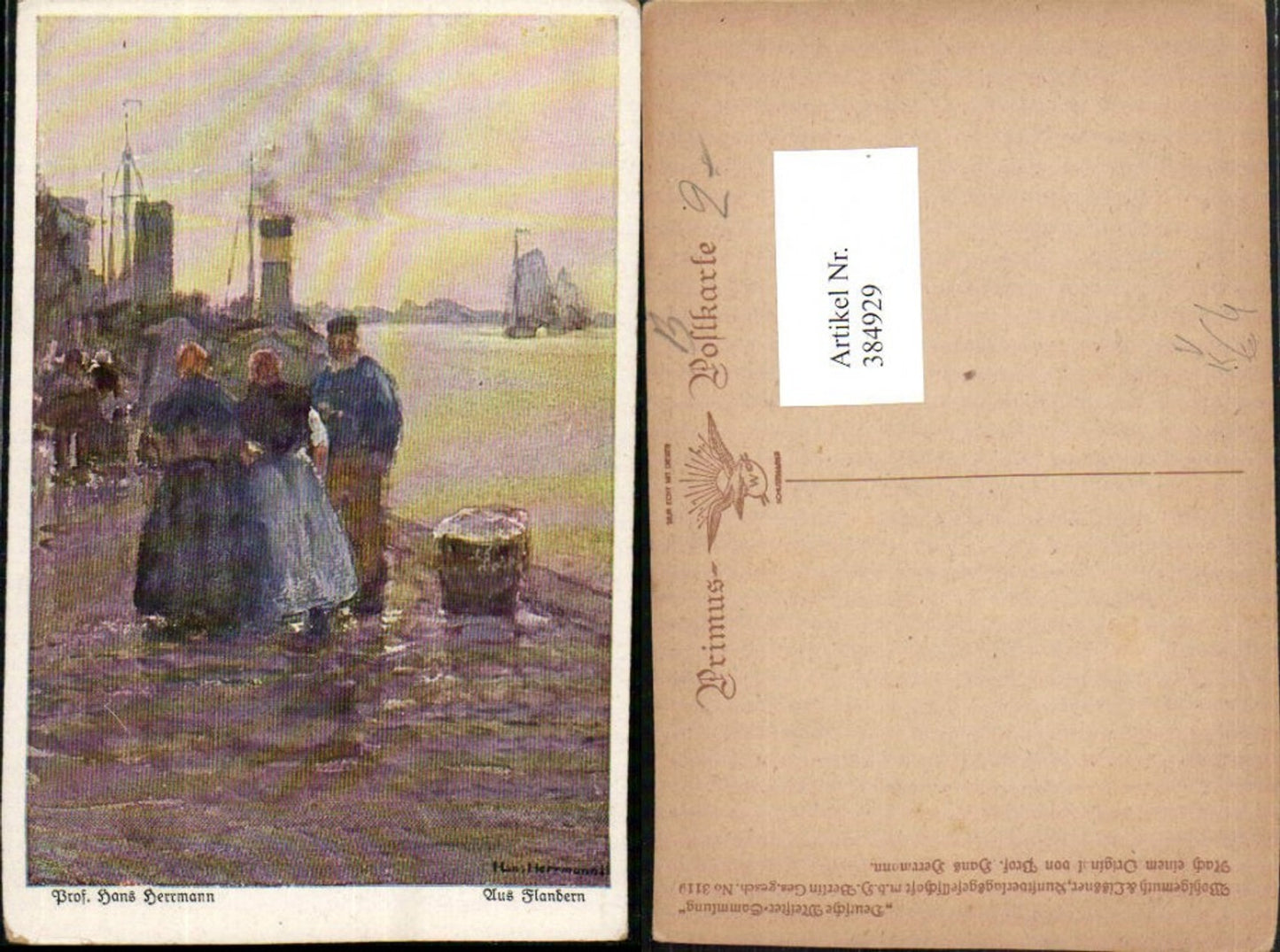 384929,Primus AK 3119 Künstler Hans Herrmann Aus Flandern Anleger Dampfer Boot