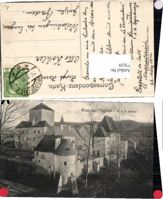 77639,Gruss aus Pöggstall K.K. Schloss 1914