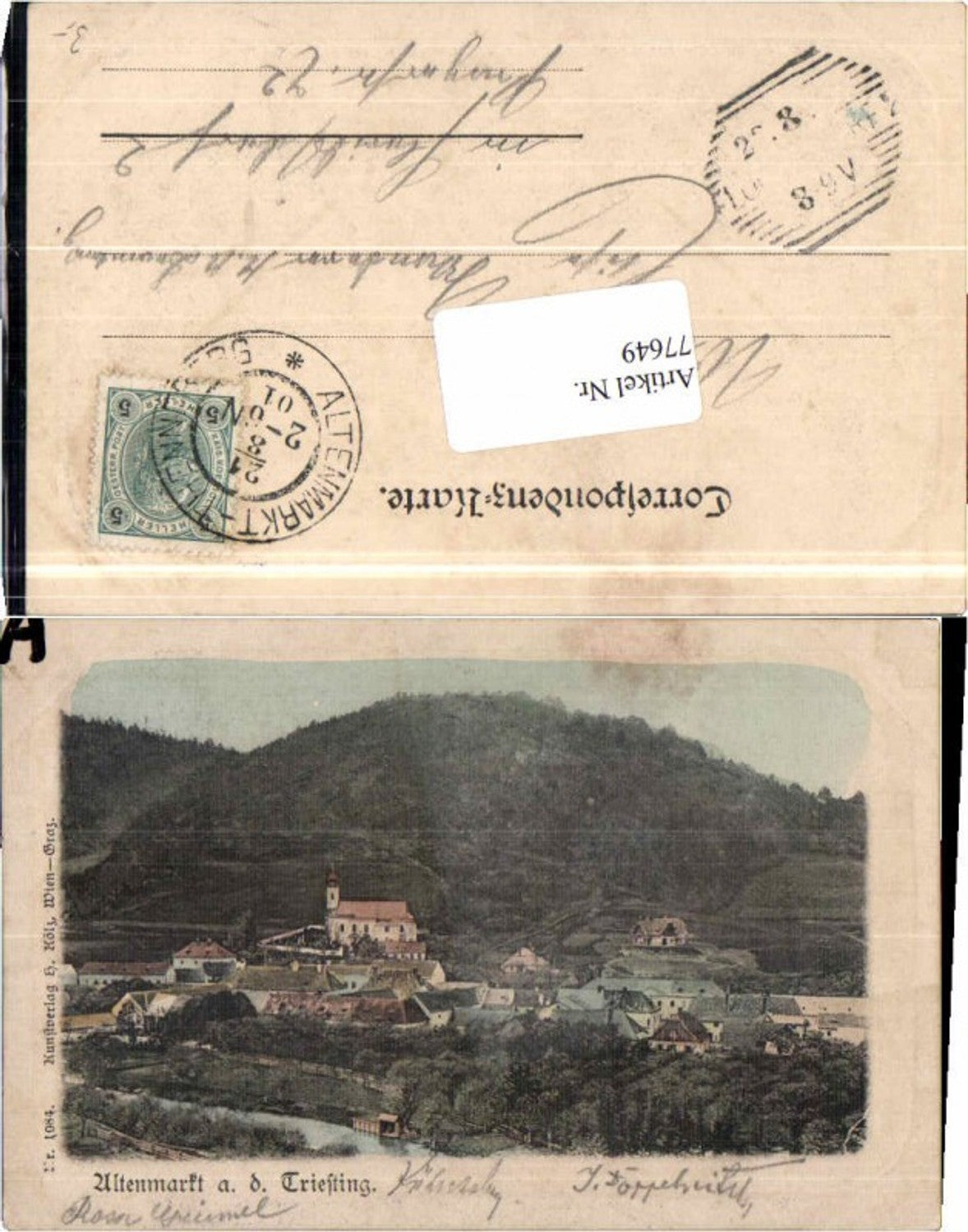 77649, embossed postcard Altenmarkt near Triesting 1900 