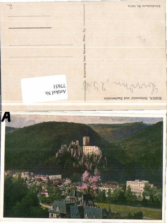 77651,Baden bei Wien Helenental Rauhenstein Künstlerkarte