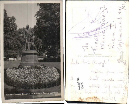 77665,Baden b. Wien Lanner Strauss Denkmal Ledermann 29214