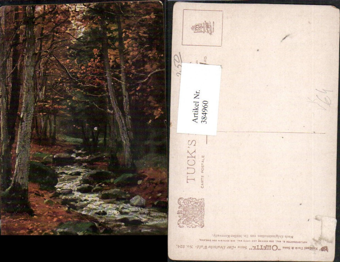 384960,Raphael Tuck & Sons 824 Künstler Müller-Kurzwelly Der Deutsche Wald Bach