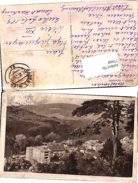 77668,Baden bei Wien Helenental Künstlerkarte 8009-7
