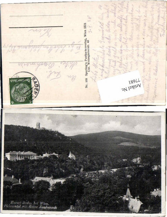 77681,Baden bei Wien Helenental Rauheneck 1938