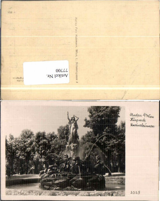 77700,Baden bei Wien pub Hubmann 2329 Kurpark Brunnen