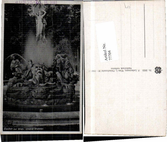 77704,Baden b. Wien Brunnen im Park 1940 Ledermann 29321