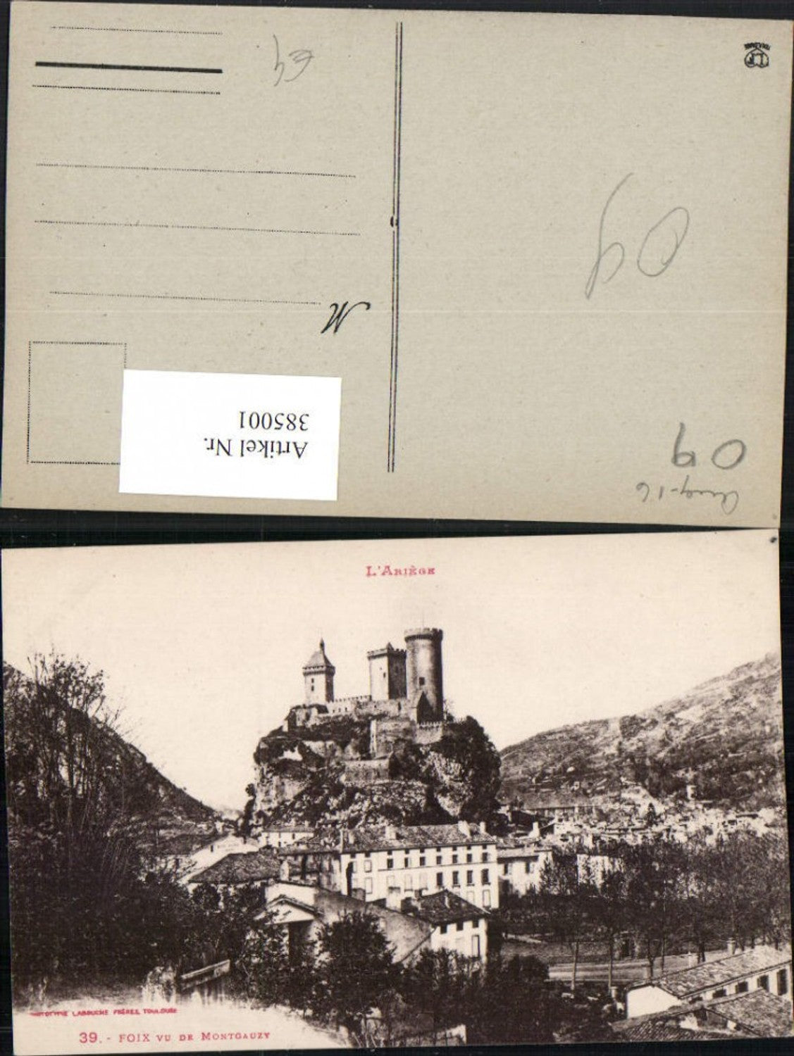 385001,Midi-Pyrenees Ariege Foix vu de Montgauzy Teilansicht m. Burg