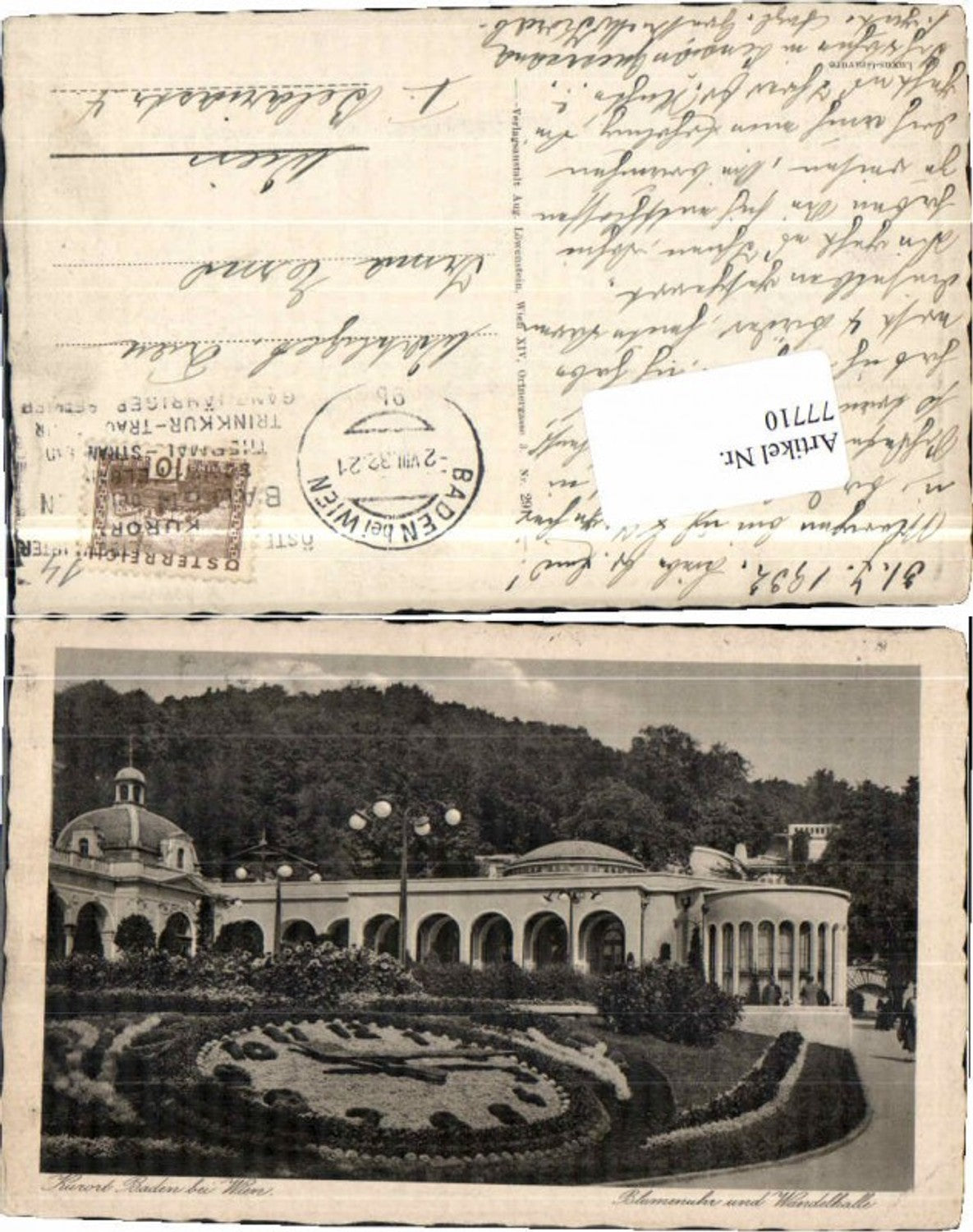 77710,Baden bei Wien Blumenuhr 1932