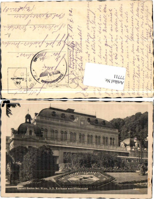 77711,Baden b. Wien Blumenuhr Feldpost Flakartillerieschule