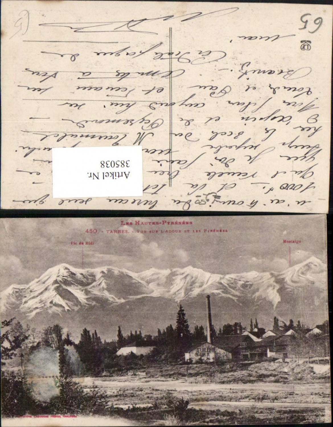 385038,Midi-Pyrenees Hautes-Pyrenees Tarbes Vue sur Adour et les Pyrenees Tuilerie Bergkulisse