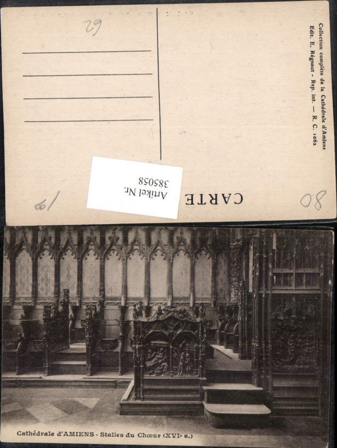 385058,Picardie Somme Amiens Cathedrale Stalles du Choeur Kirche Chorgestühl Chor