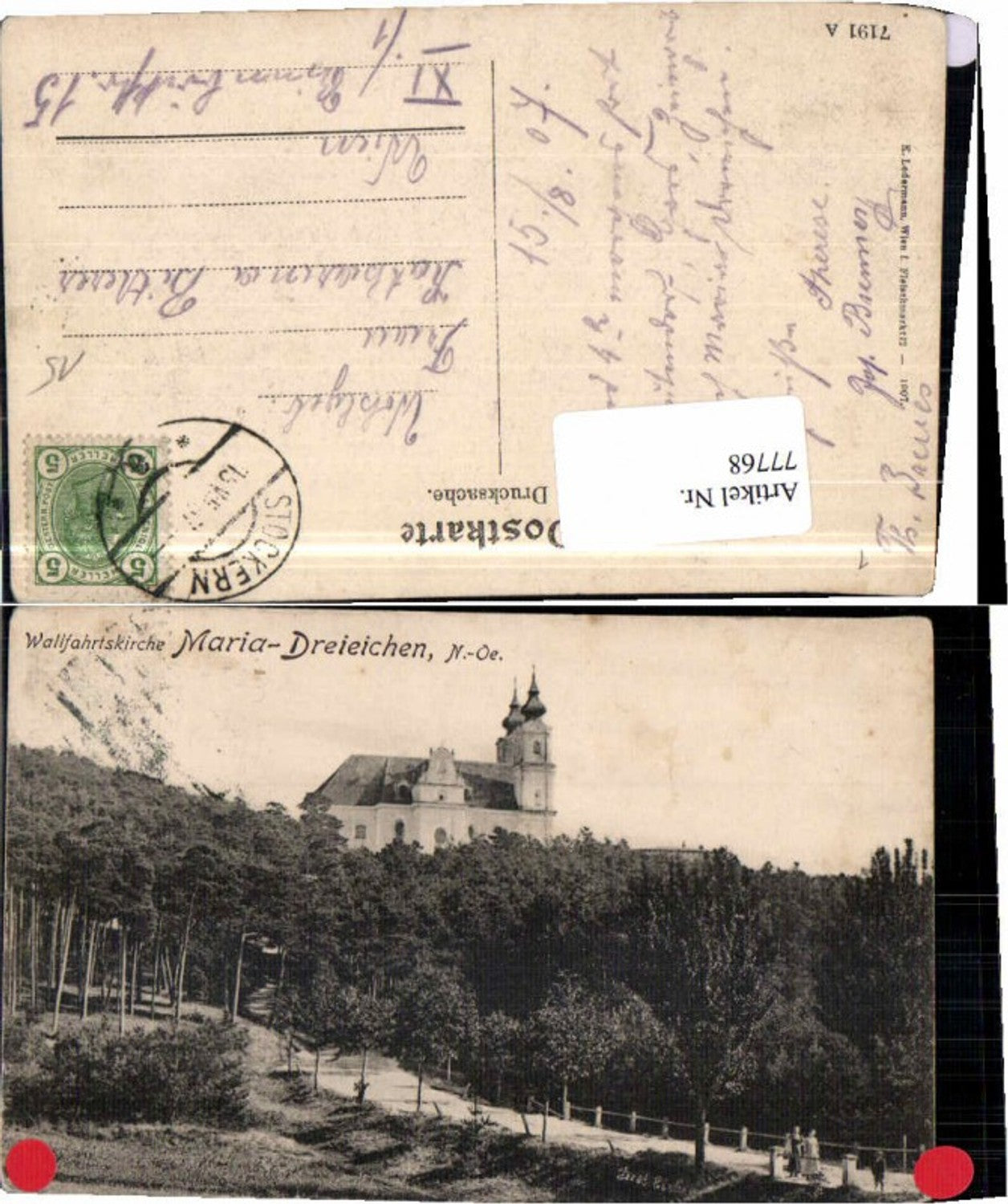 77768,Maria Dreieichen b. Horn Partie am Weg 1907 Ledermann 7191