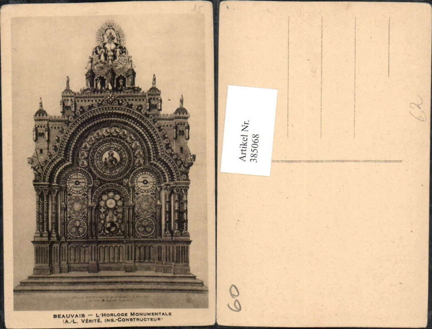 385068,Picardie Oise Beauvais L'Horloge Monumentale Uhr
