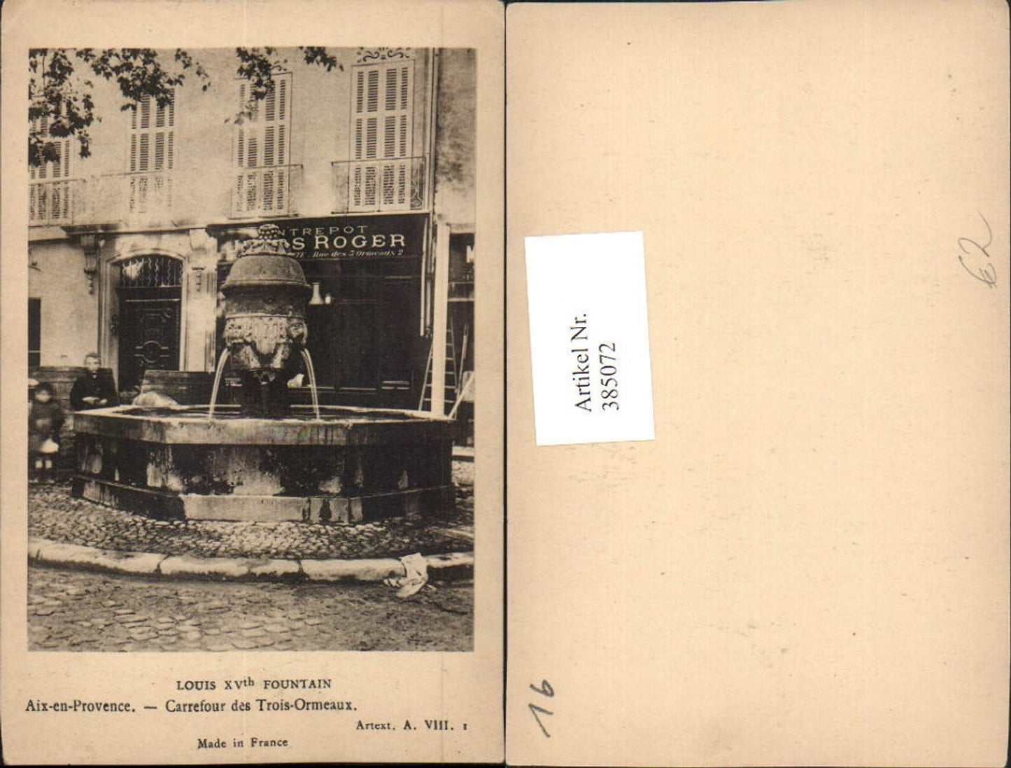 385072,Poitou-Charentes Charente Aix-en-Provence Carrefour des Trois-Ormeaux Fountain Brunnen