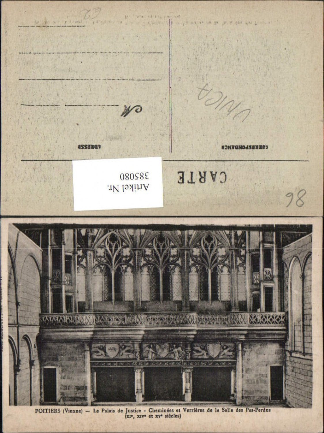 385080,Poitou-Charentes Vienne Poitiers Le Palais de Justice Cheminees et Verrieres Justizpalast