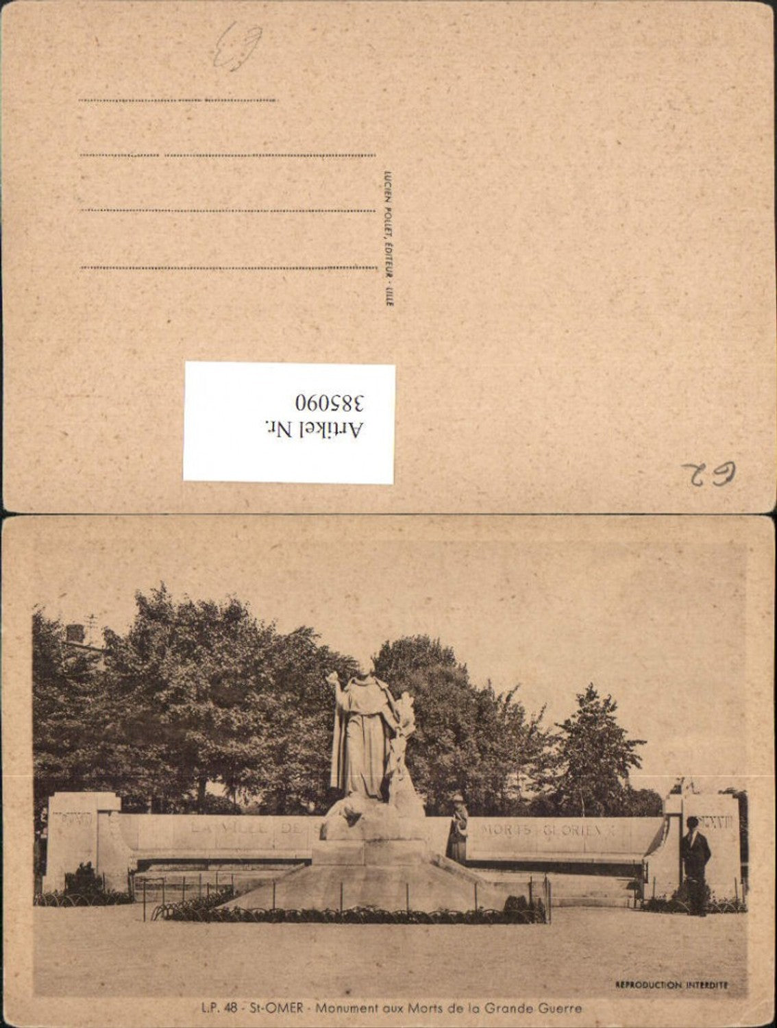 385090,Nord-Pas-de-Calais Pas-de-Calais St-Omer Monument aux Morts de la Grande Guerre