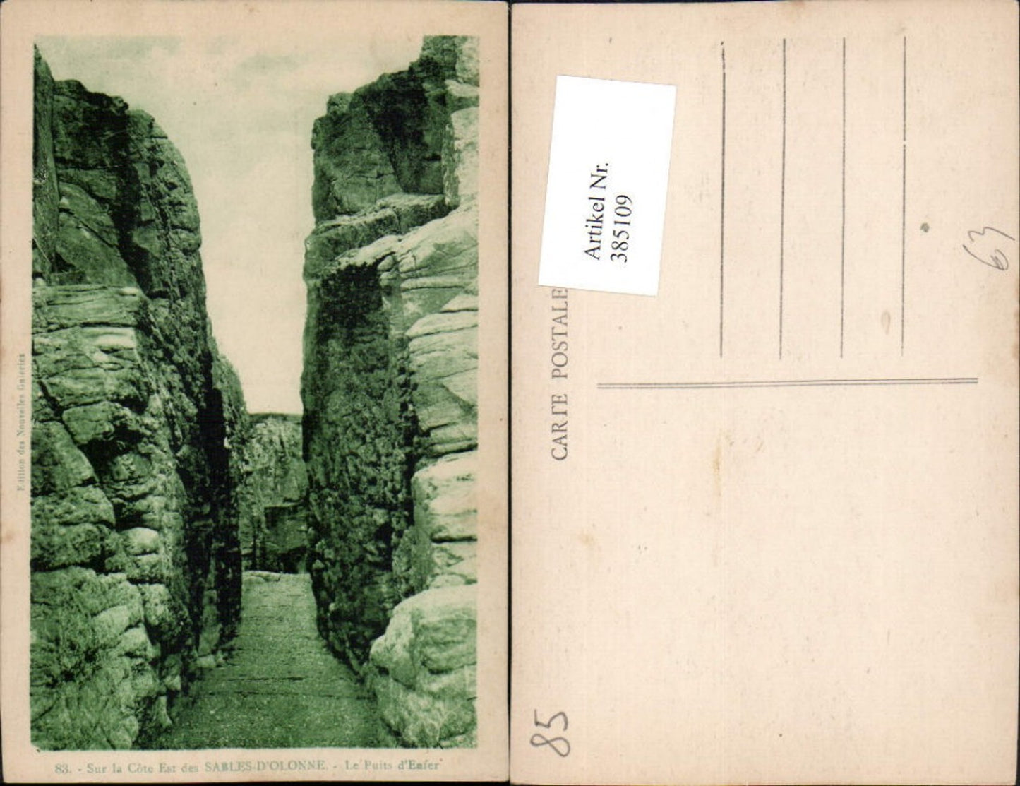 385109,Pays de la Loire Vendee Sables-d'Olonne Le Puits de'Enfer Schlucht Felswand