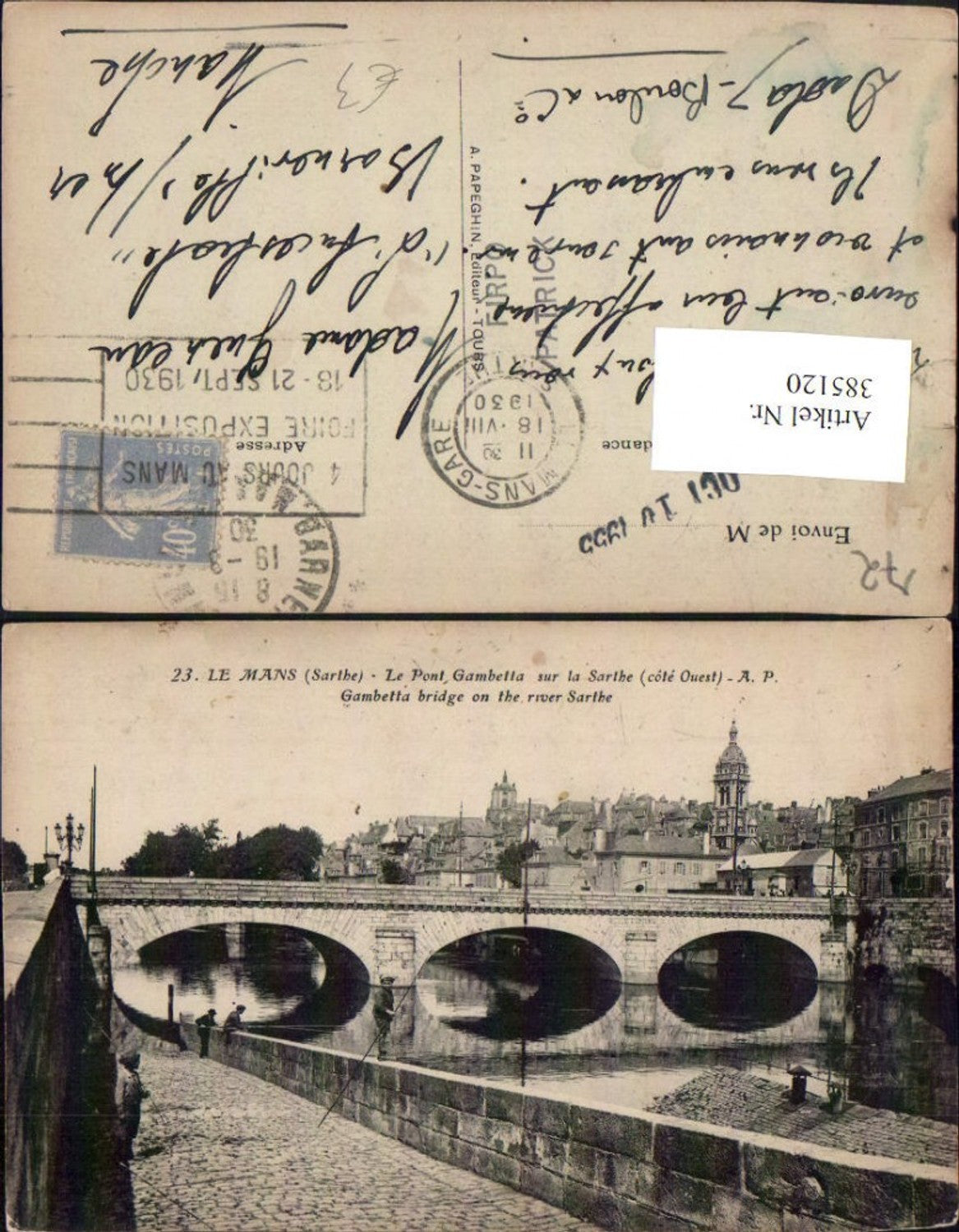 385120,Pays de la Loire Sarthe Le Mans Pont Gambetta sur la Sarthe Partial view of the bridge