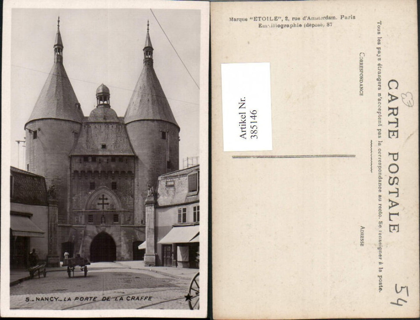 385146,Lothringen Meurthe-et-Moselle Nancy La Porte de la Craffe Tor Türme
