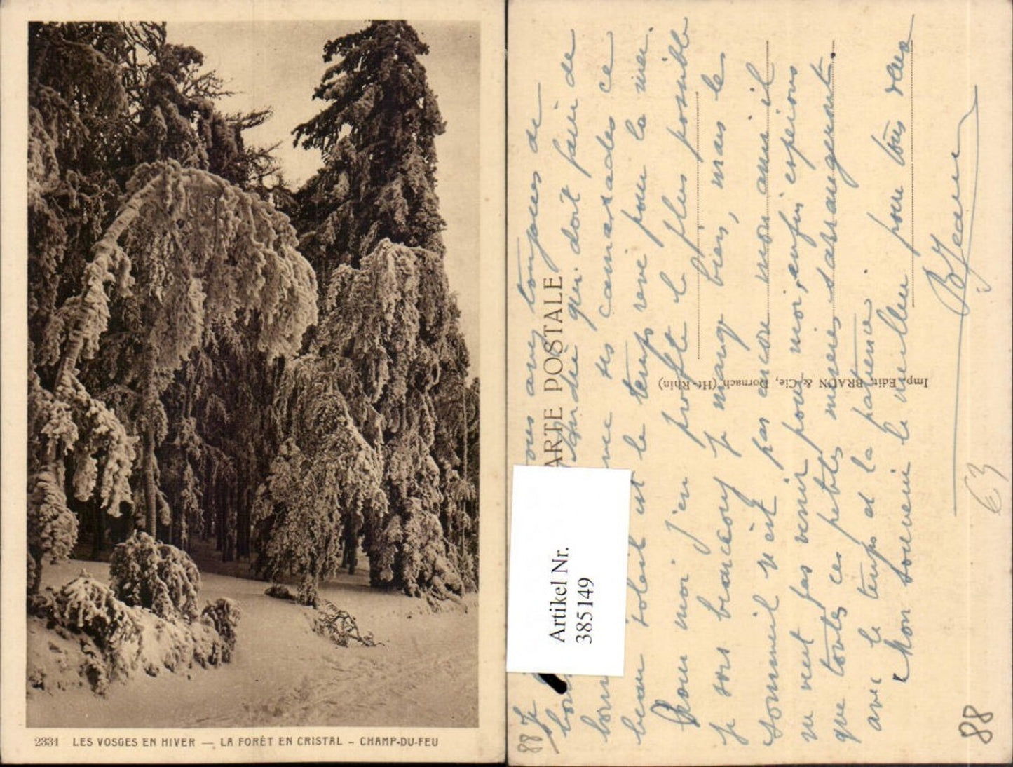 385149,Elsass Bas-Rhin Champ-du-Feu b. Schirmeck Foret en Cristal Wald Winterbild