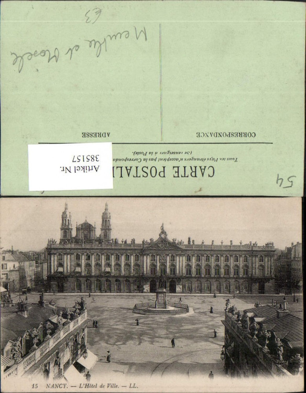 385157,Lothringen Meurthe-et-Moselle Nancy L'Hotel de Ville Rathaus Gebäude