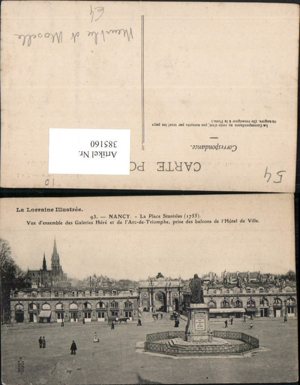 385160,Lothringen Meurthe-et-Moselle Nancy Place Stanislas Denkmal Statue Arc-de-Triomphe
