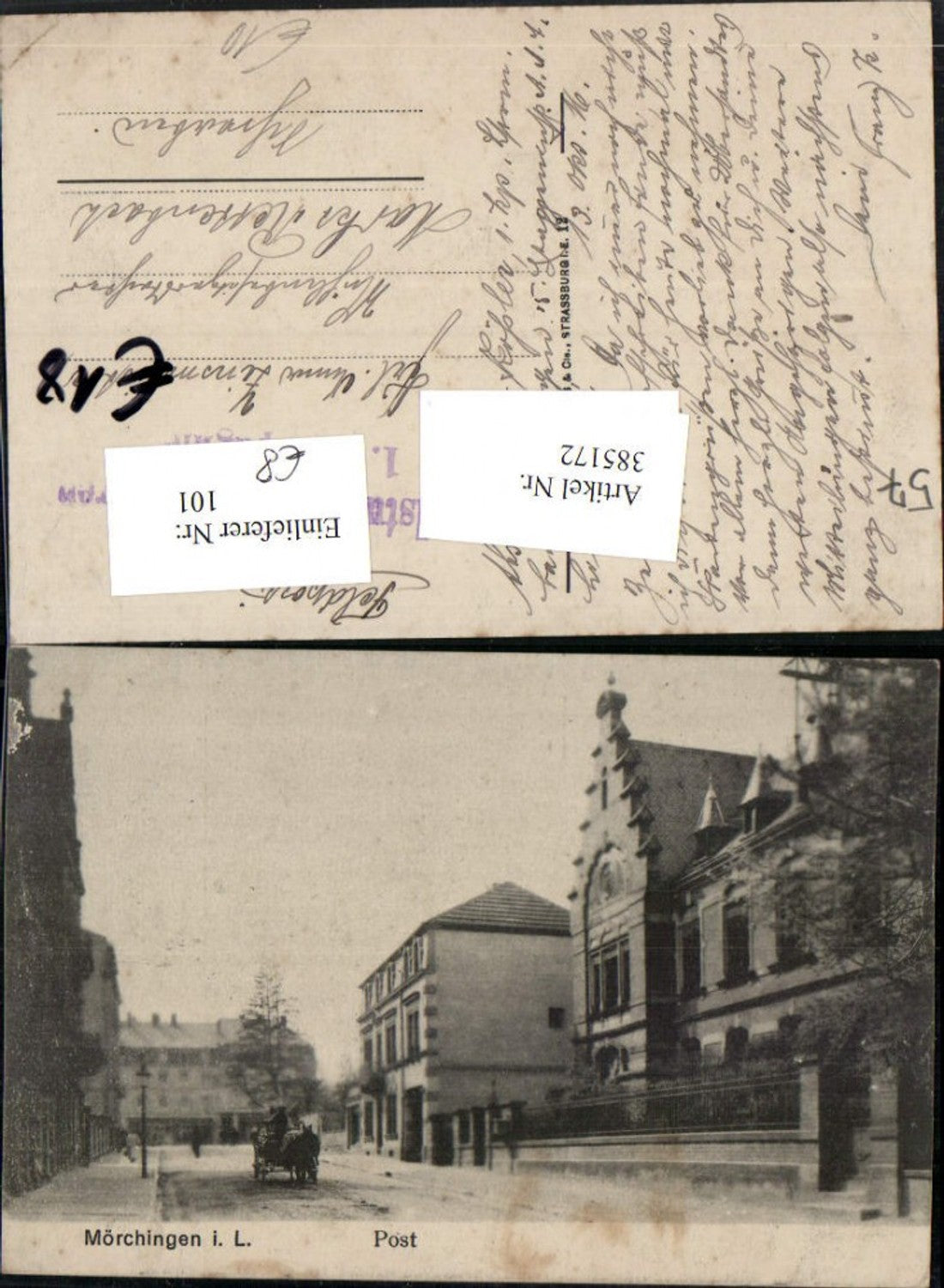 385172,Lothringen Moselle Mörchingen Morhange Post Gebäude Straßenansicht