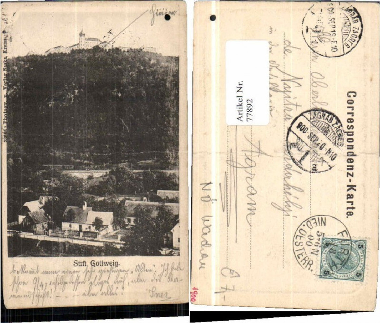 77892,Stift Göttweig m. Furth 1910