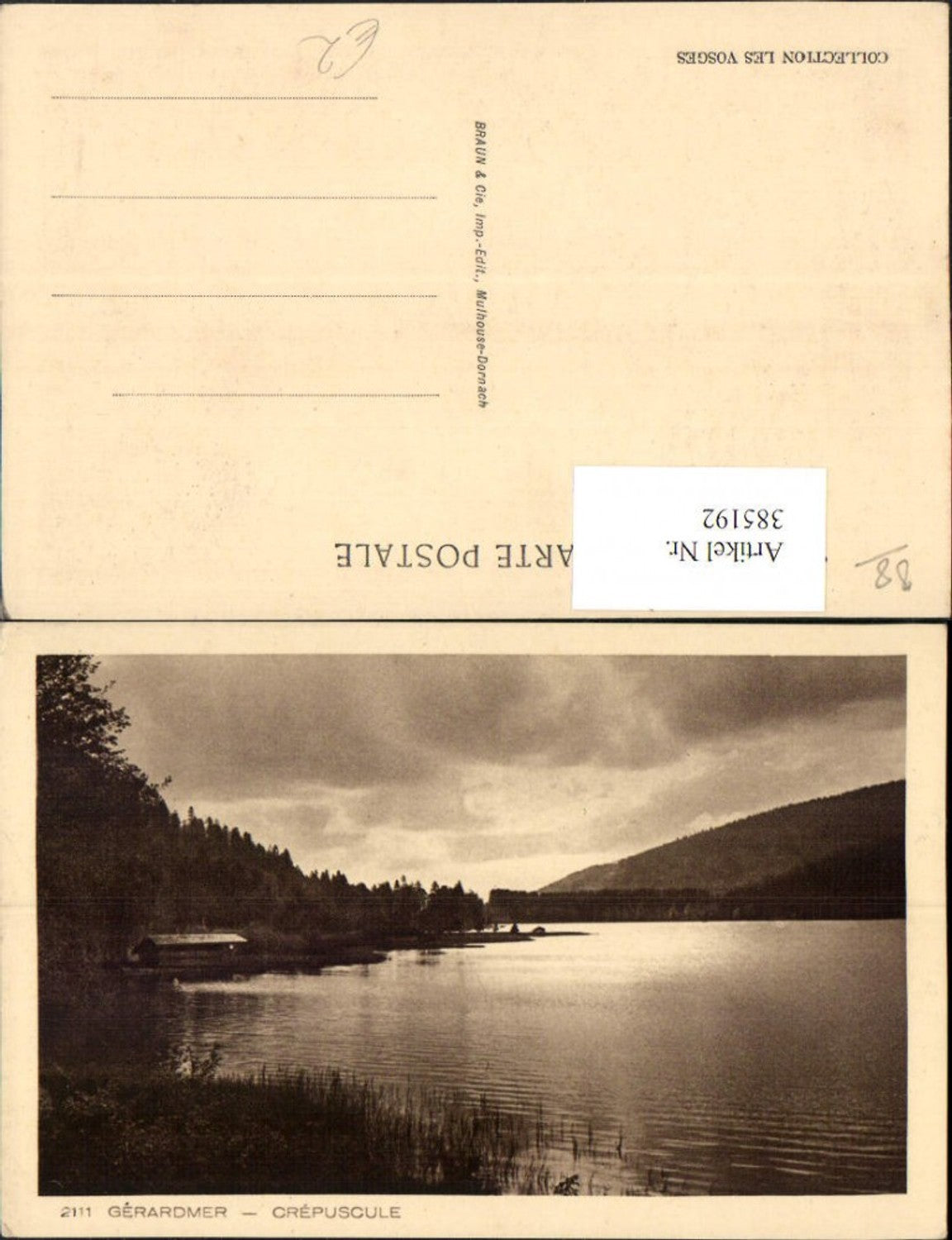 385192,Lothringen Vosges Gerardmer Crepuscule See Partie