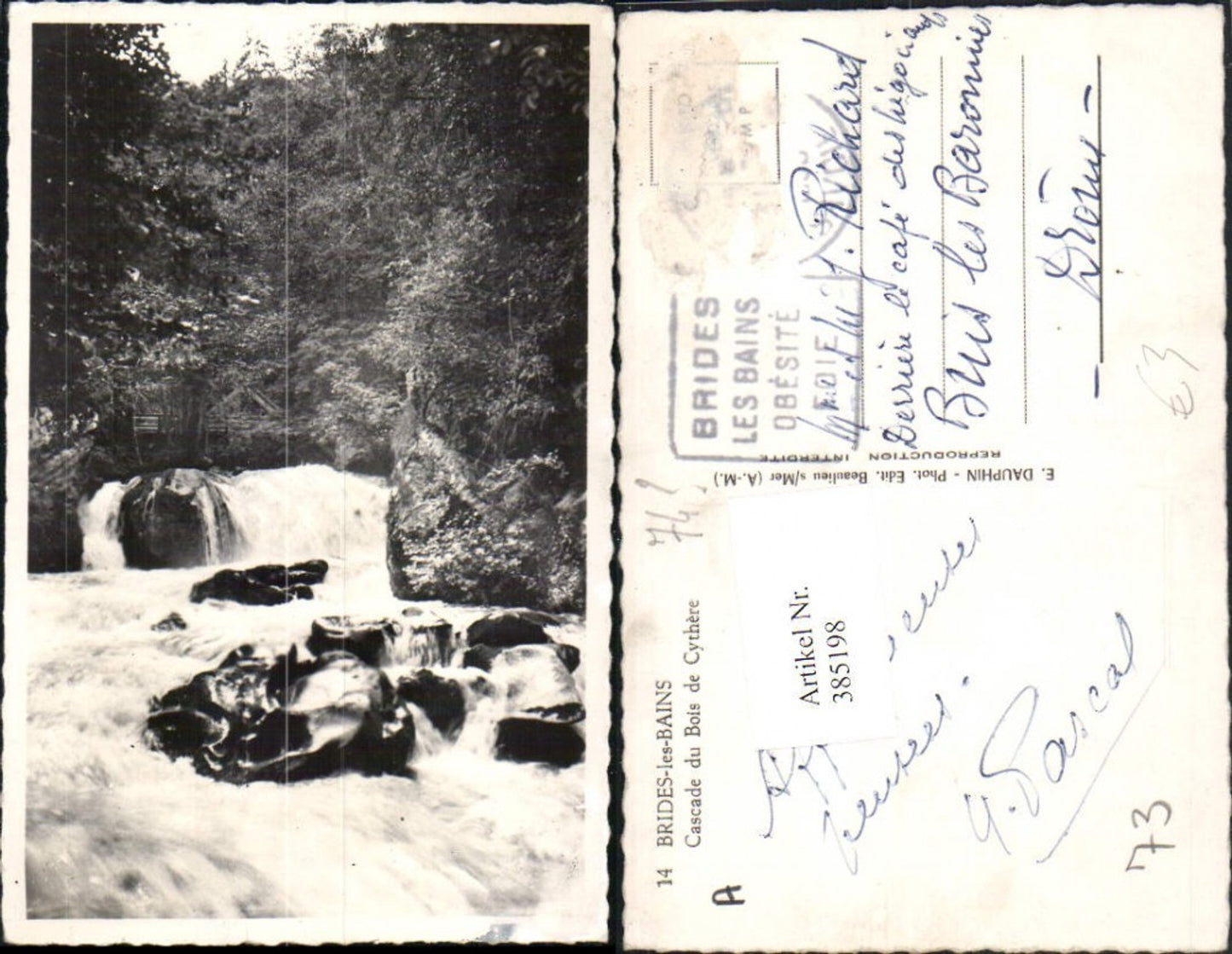 385198,Rhone-Alpes Savoie Brides-les-Bains Cascade du Bois de Cythere Wasserfall